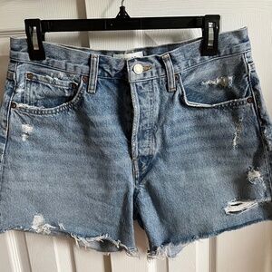 AGOLDE Parker Long High Waist Cutoff Denim Shorts